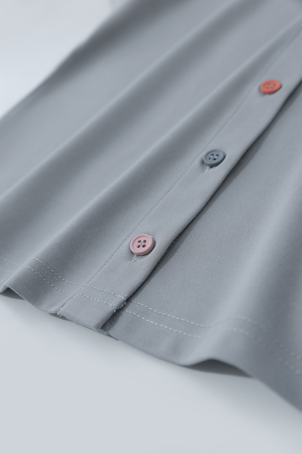 Contrast Button Lapel T-shirt