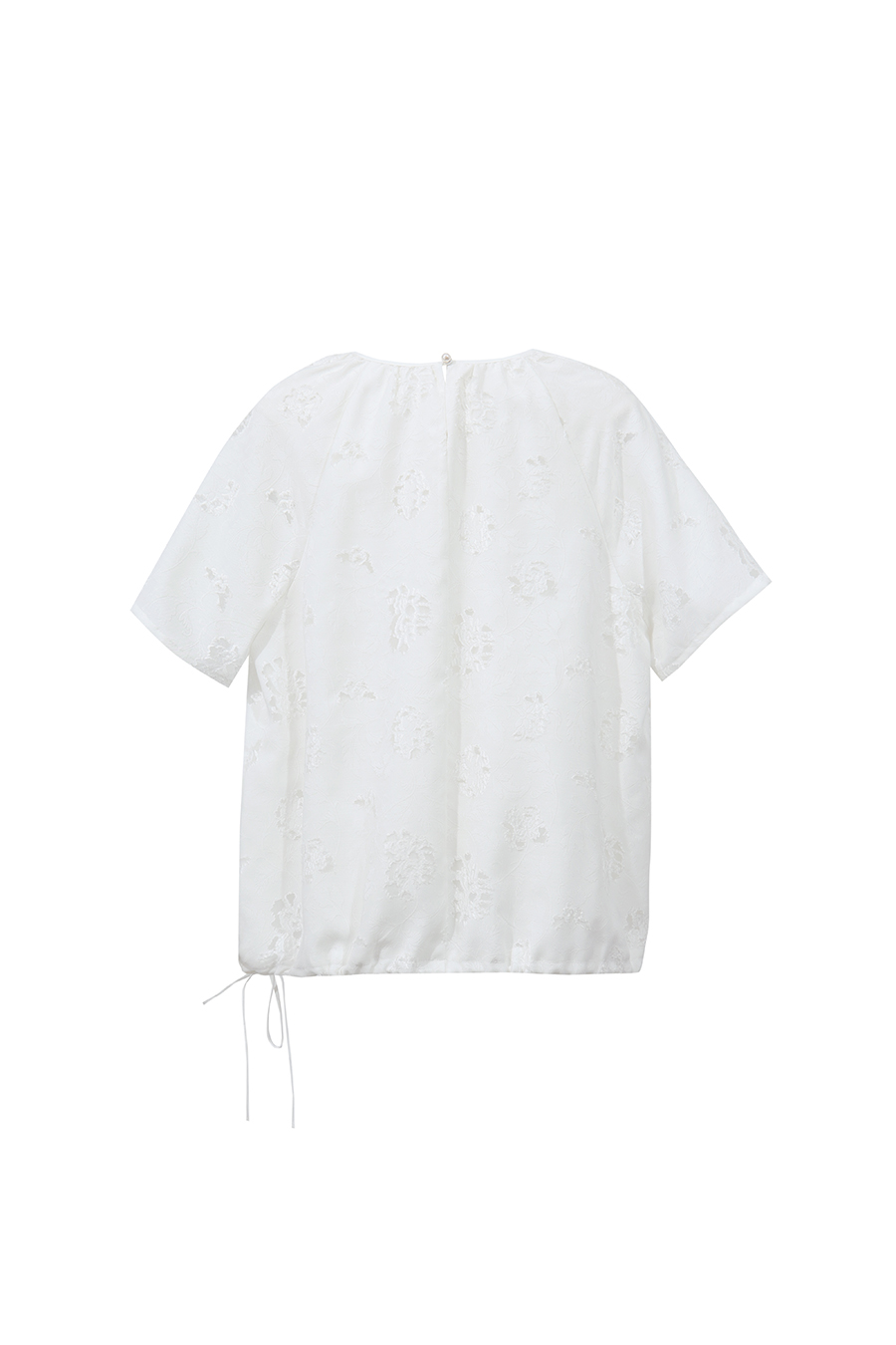 Crew Neck Drawstring Cut-out T-shirt