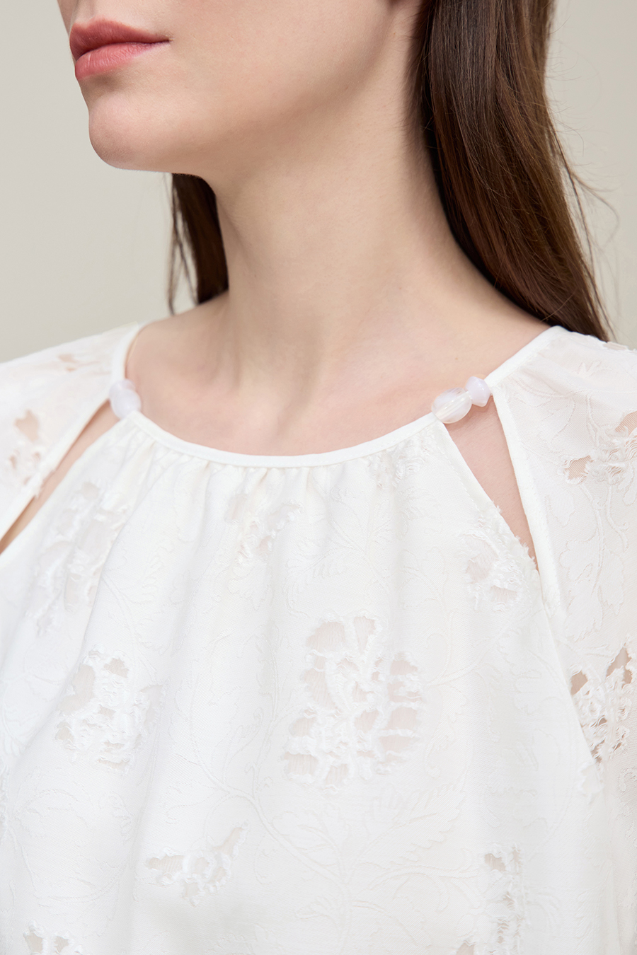 Crew Neck Drawstring Cut-out T-shirt