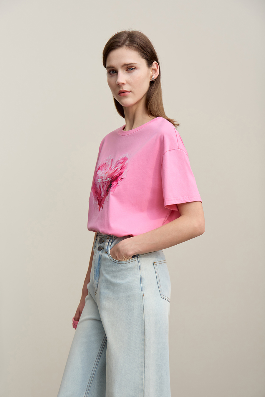 Heart Print Short Sleeve T-shirt