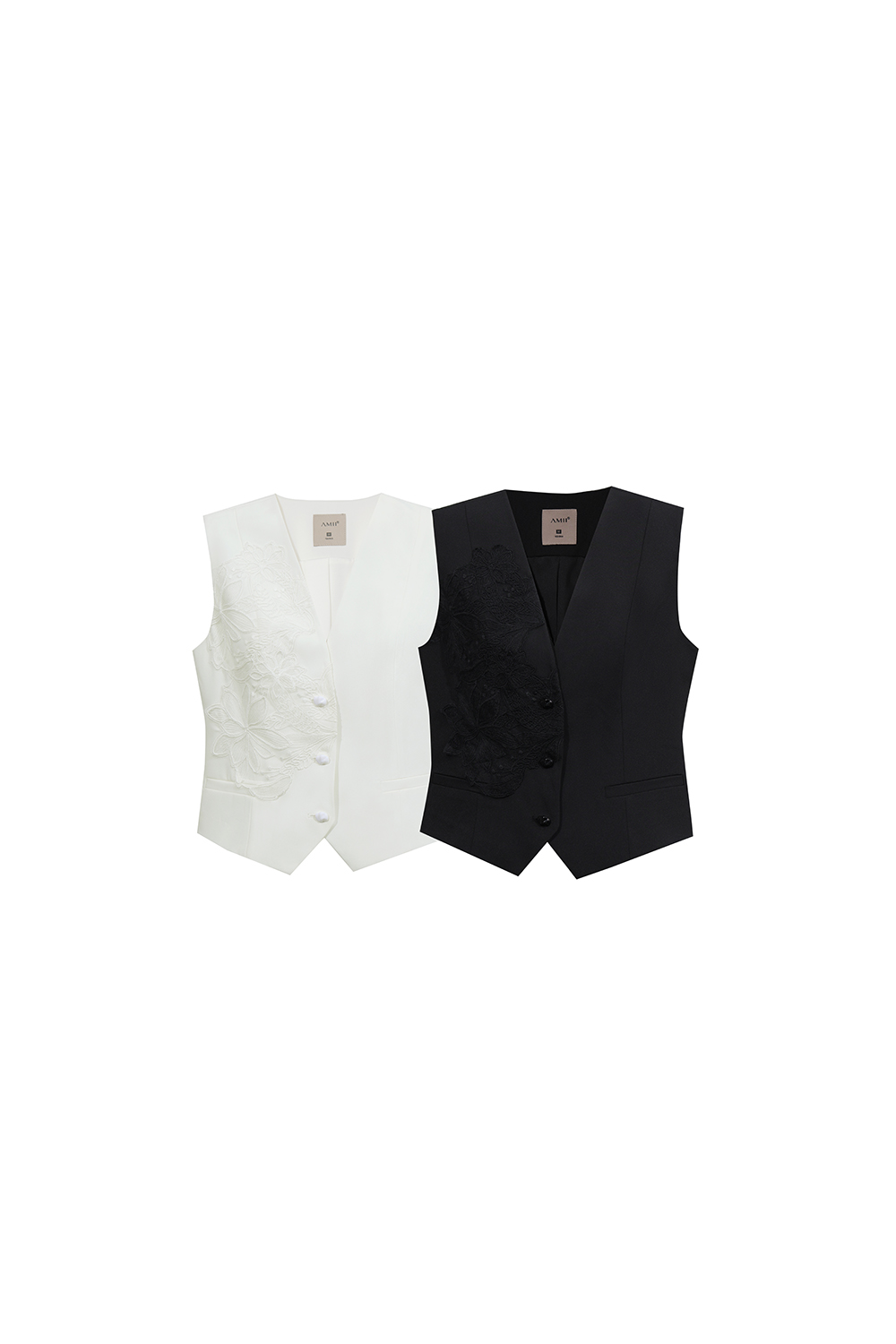 Lace Spliced V-neck Vest