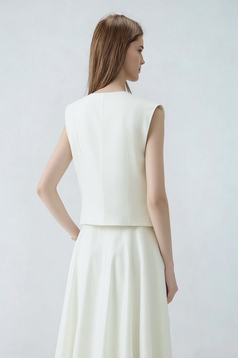 Lace Spliced V-neck Vest