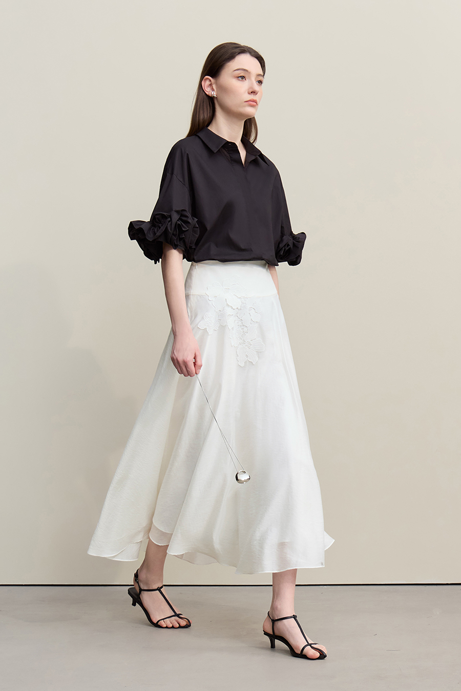 Lace Trim Spliced Skirt