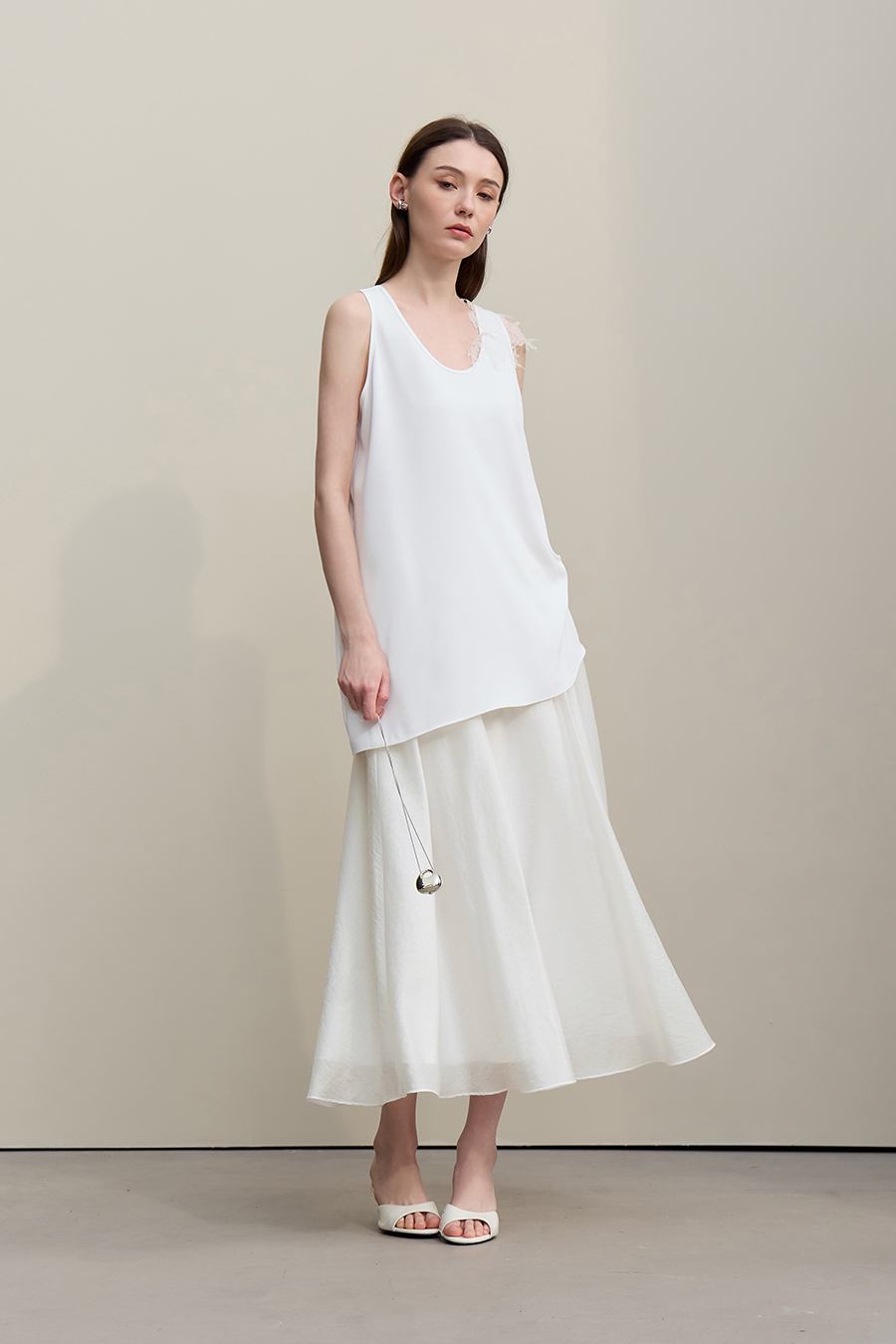 Lace Trim Spliced Skirt