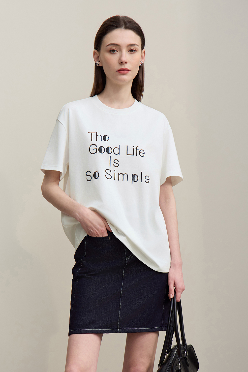 Letter Sequin Embroidery T-shirt
