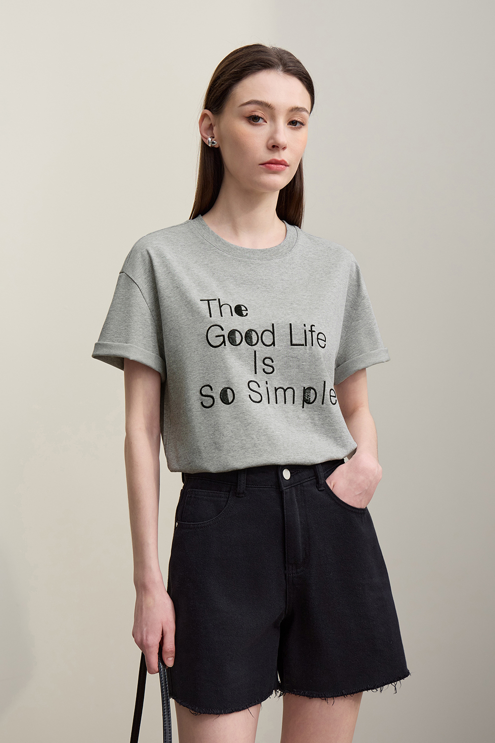 Letter Sequin Embroidery T-shirt