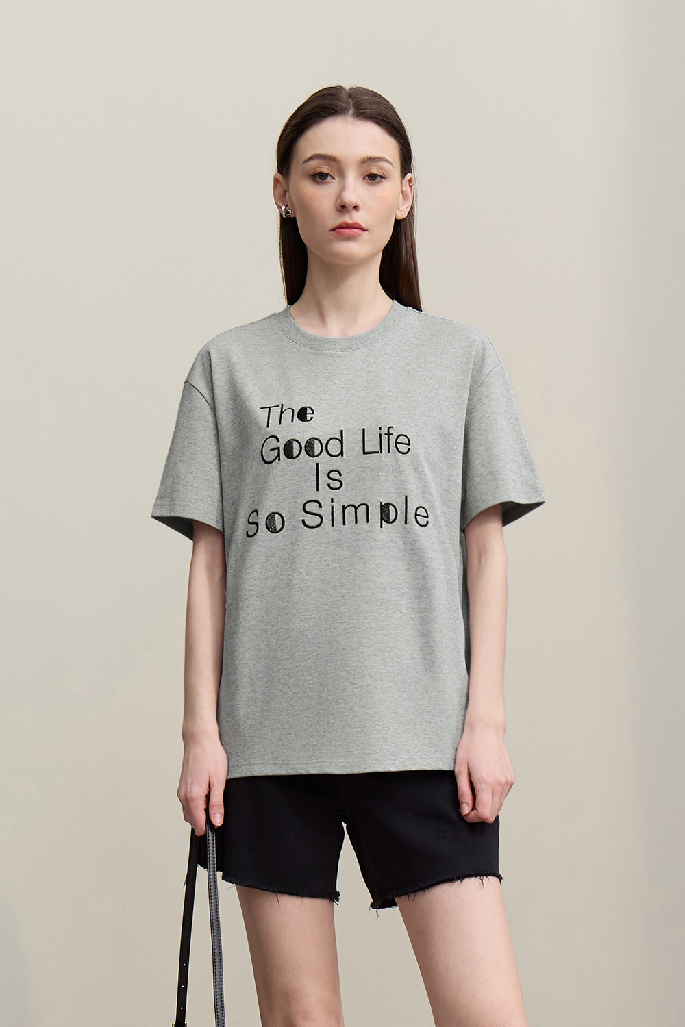 Letter Sequin Embroidery T-shirt