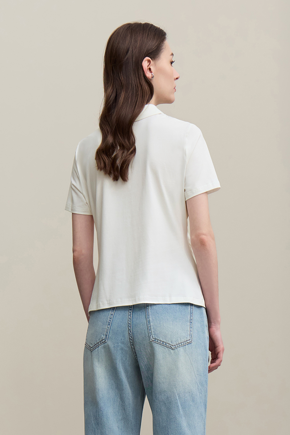 Lapel Frog Button Cotton Stretch T-shirt