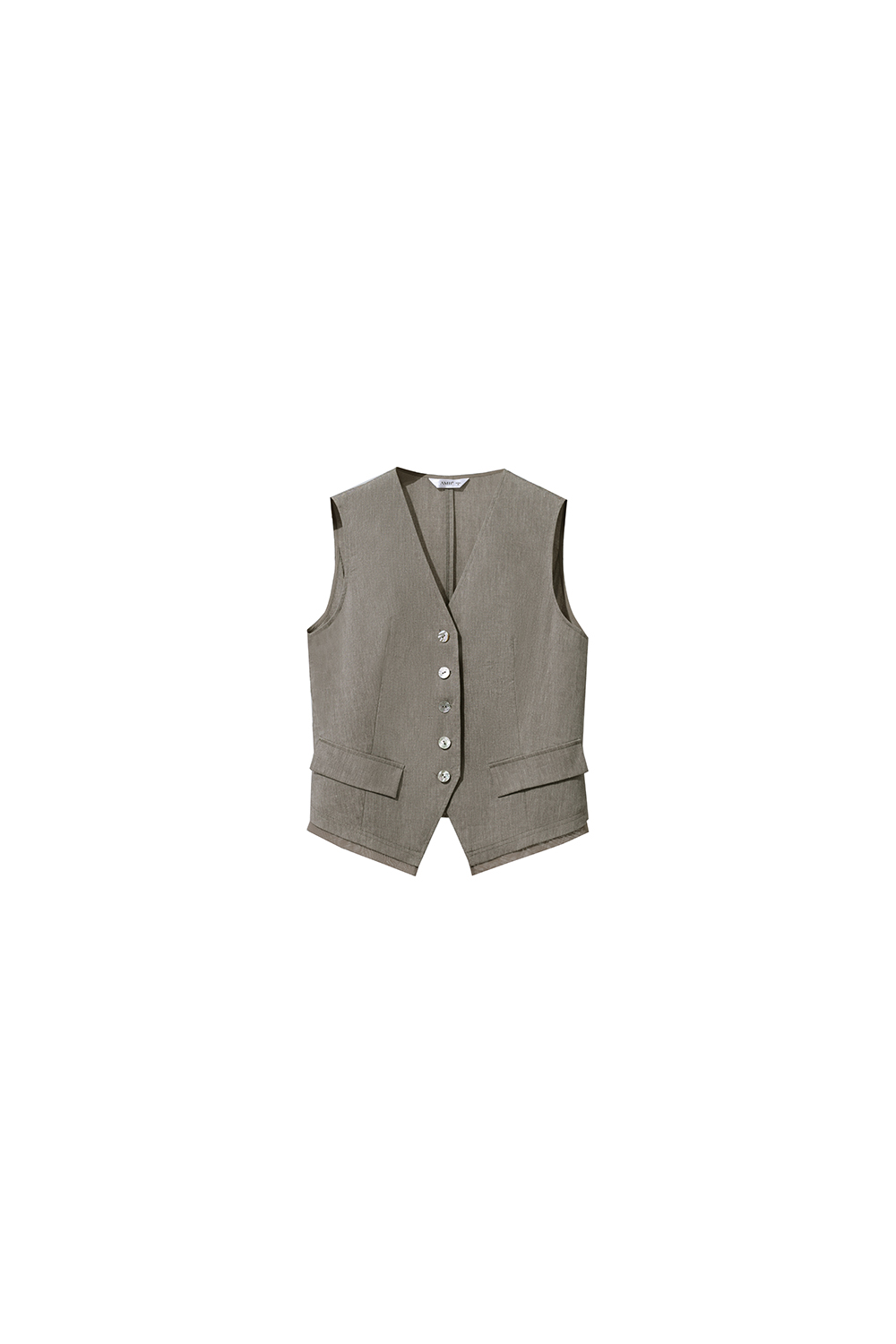 Abalone Button V-neck Vest