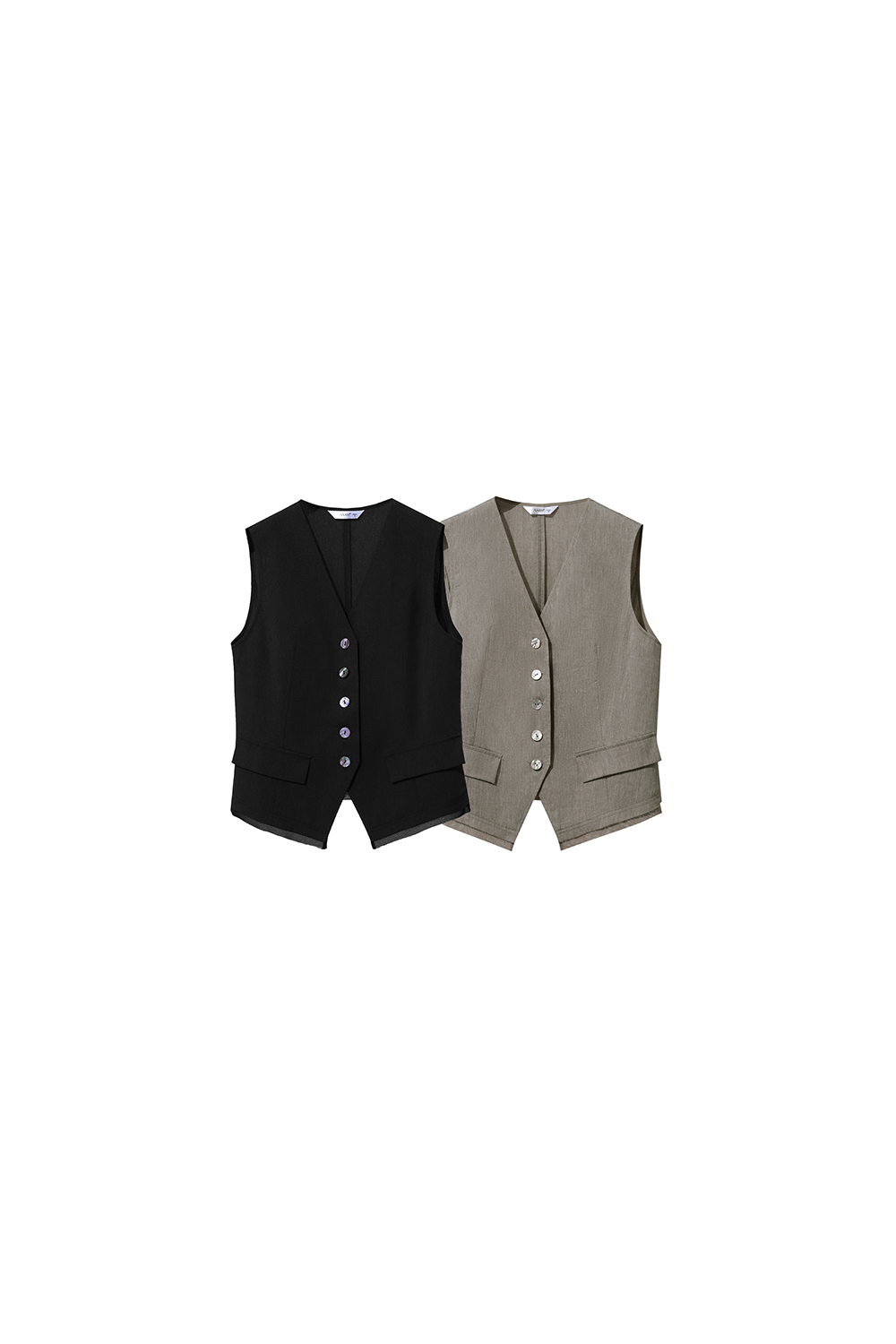 Abalone Button V-neck Vest