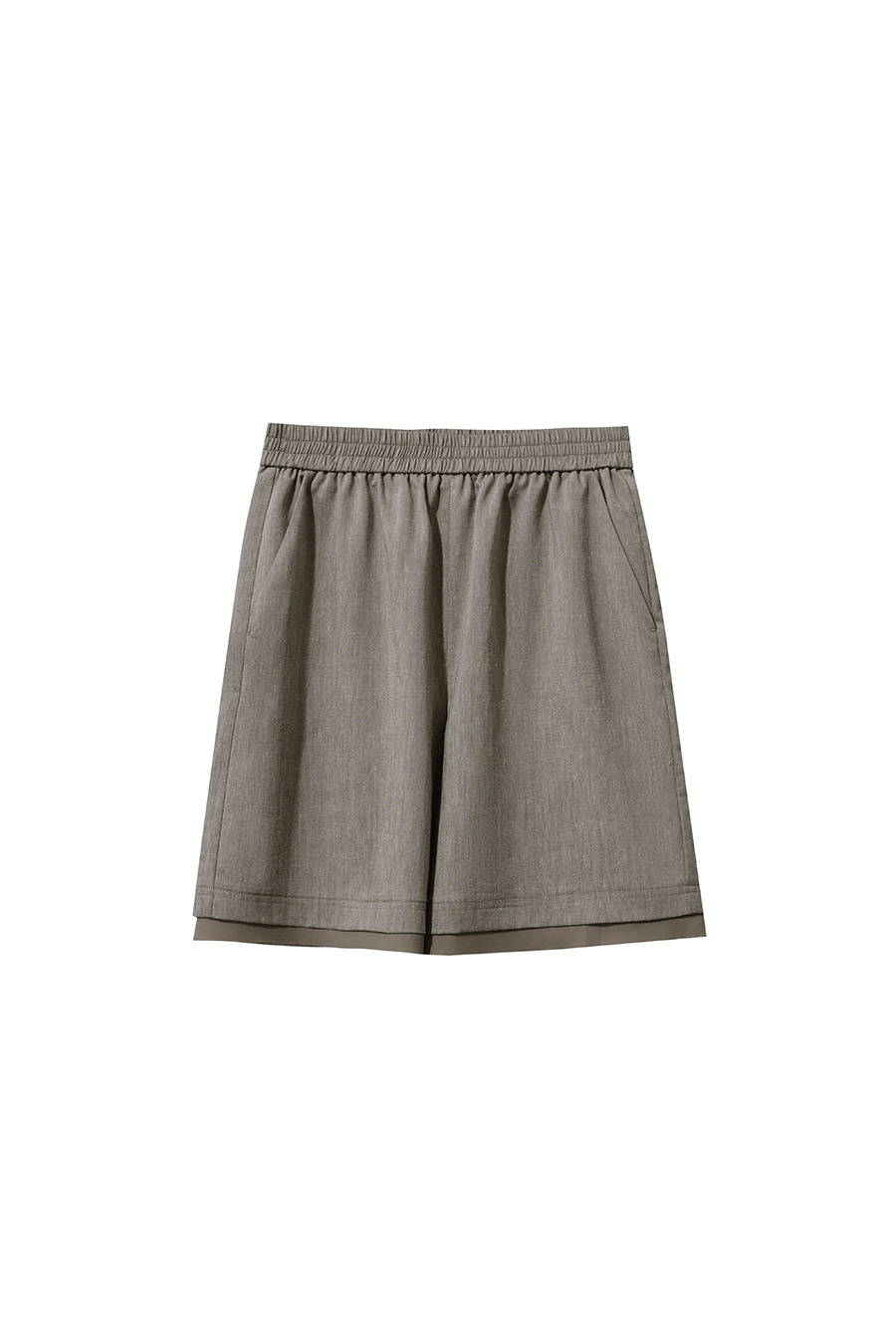 Chiffon Spliced Linen Shorts