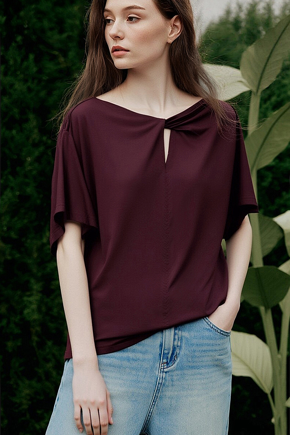 Silk Lyocell Cotton T-Shirt|AMII