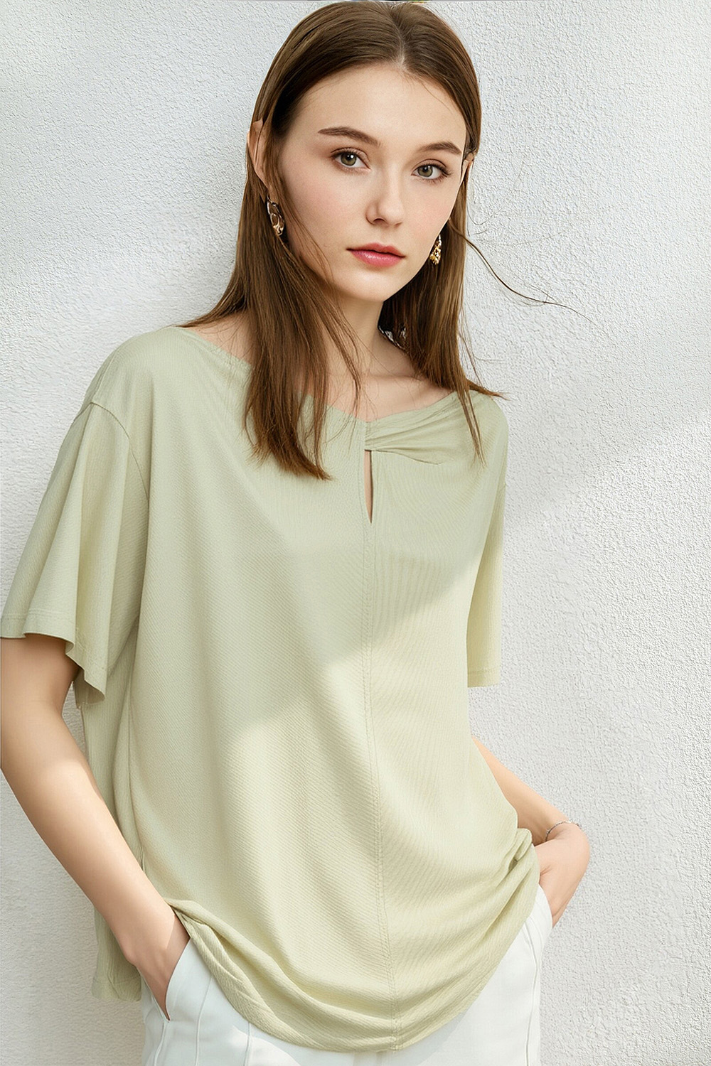 Silk Lyocell Cotton T-Shirt|AMII