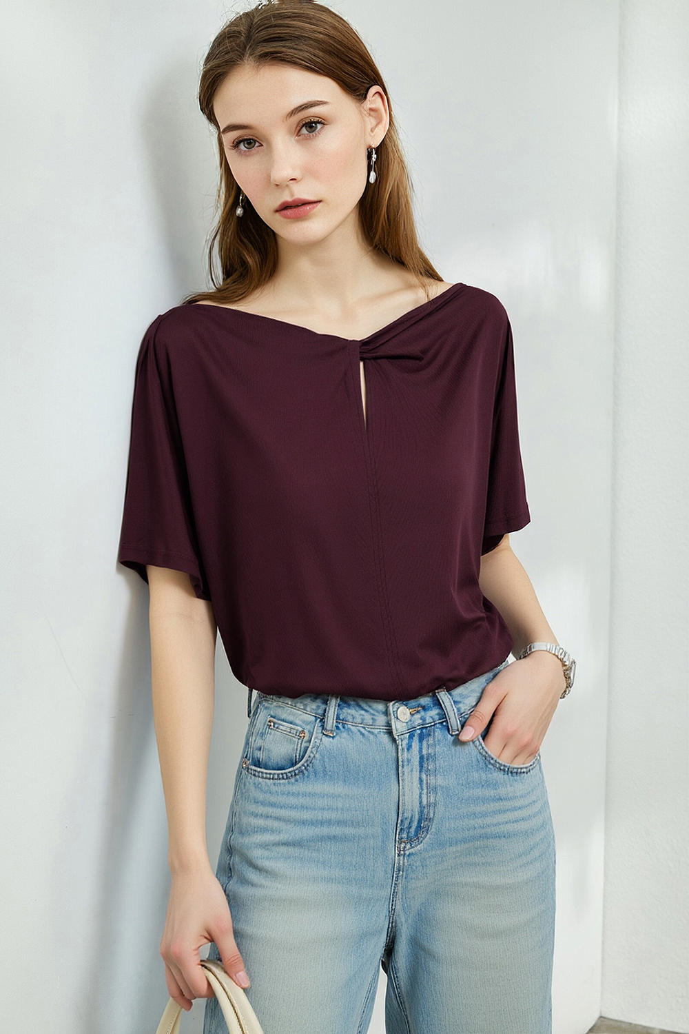 Silk Lyocell Cotton T-Shirt|AMII