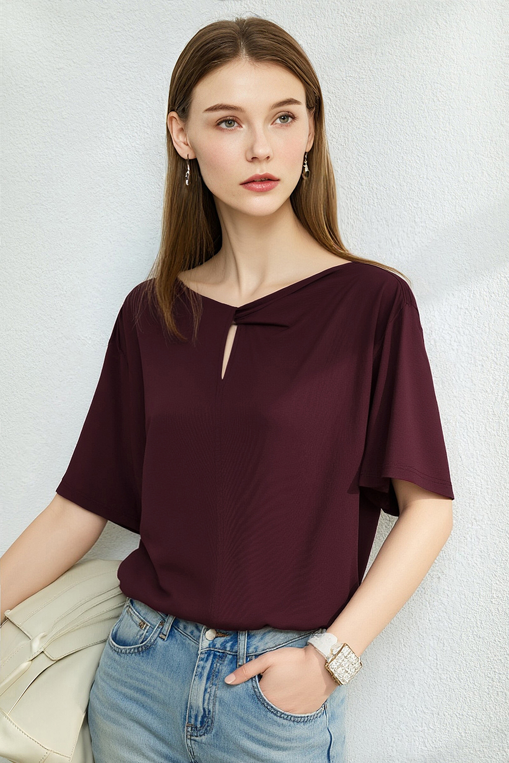 Silk Lyocell Cotton T-Shirt|AMII