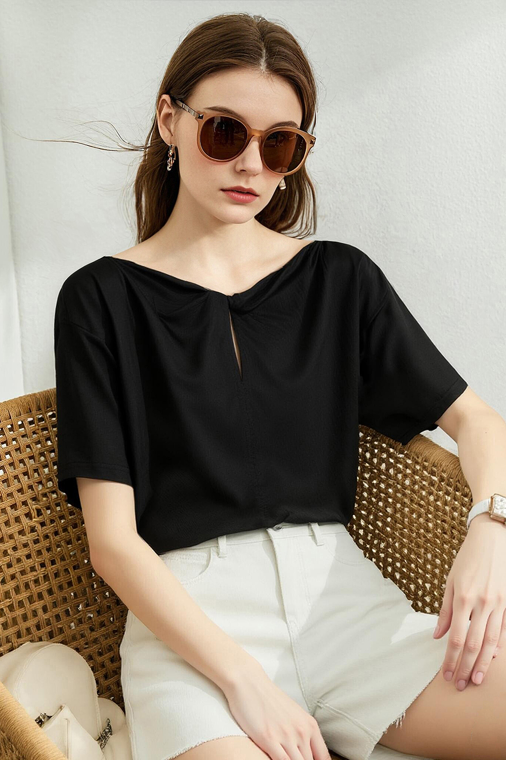 Silk Lyocell Cotton T-Shirt|AMII