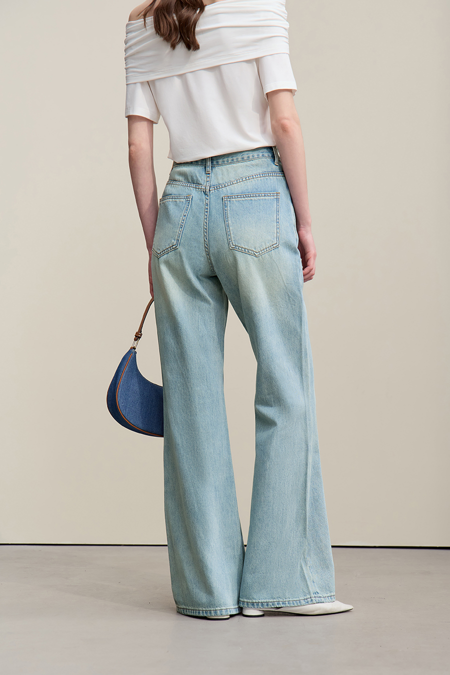 Cotton Flare Denim Trousers|AMII