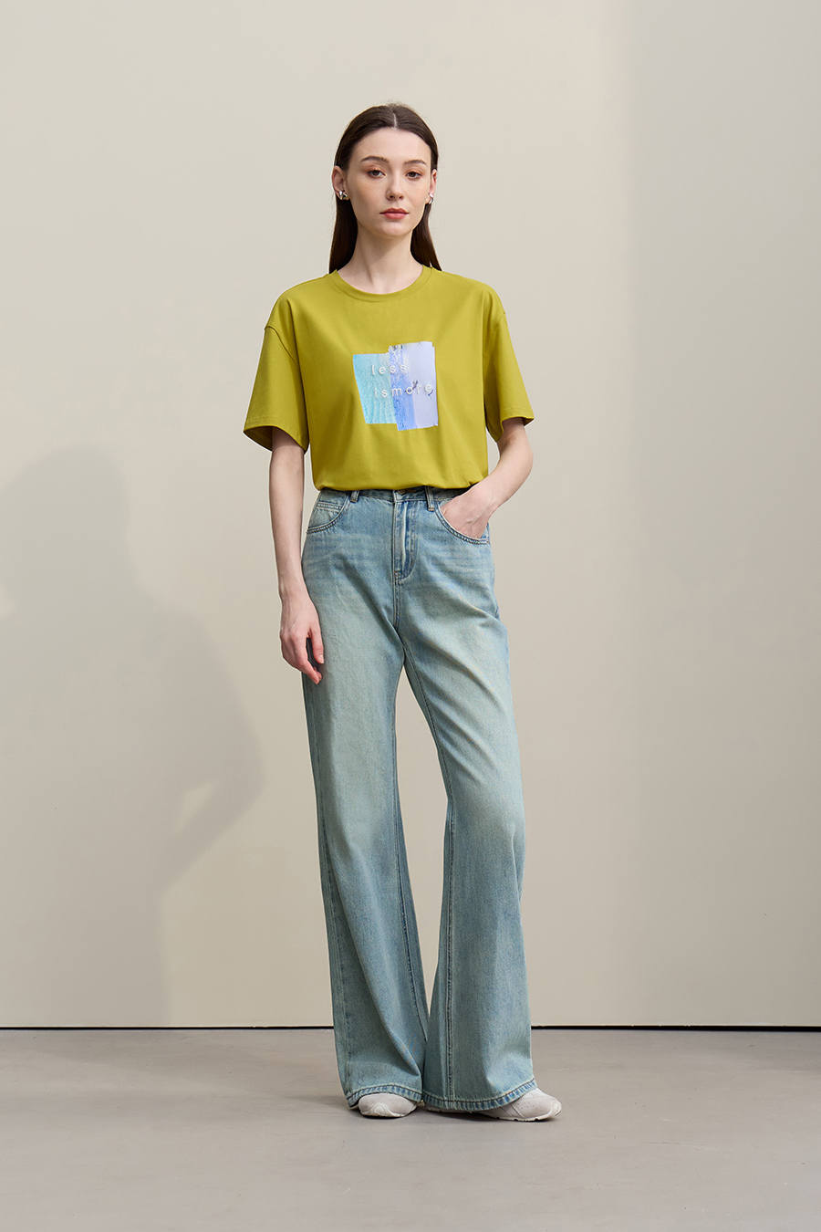 Cotton Flare Denim Trousers|AMII