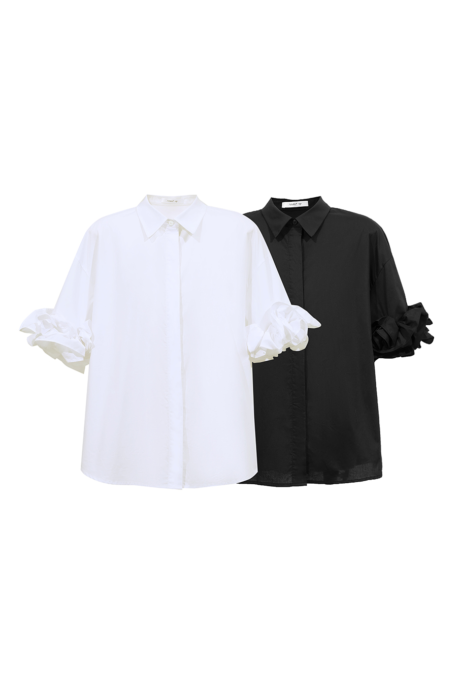 Lapel Twist Pleat Cotton Shirt