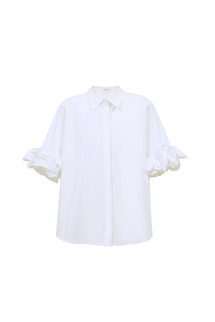 Lapel Twist Pleat Cotton Shirt