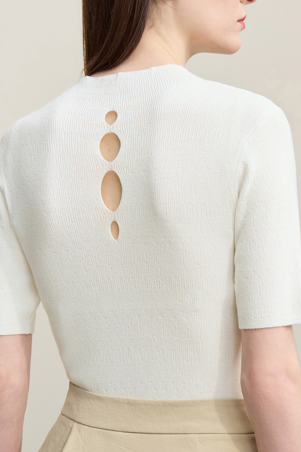 Hollow Short Sleeve Knit Sweater