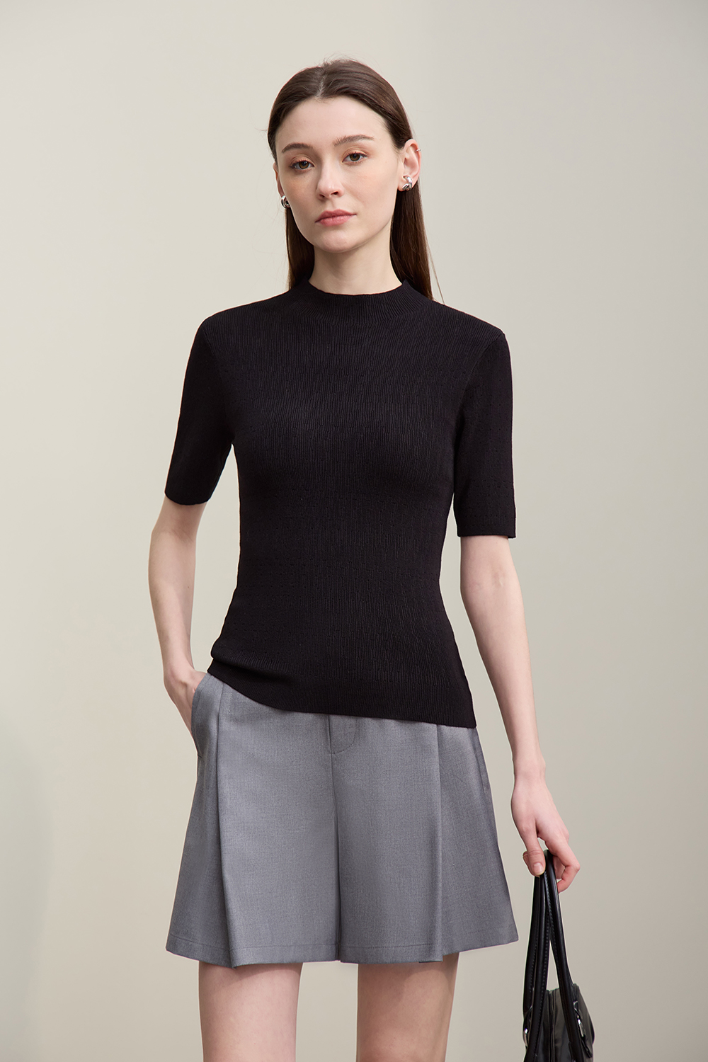 Hollow Short Sleeve Knit Sweater