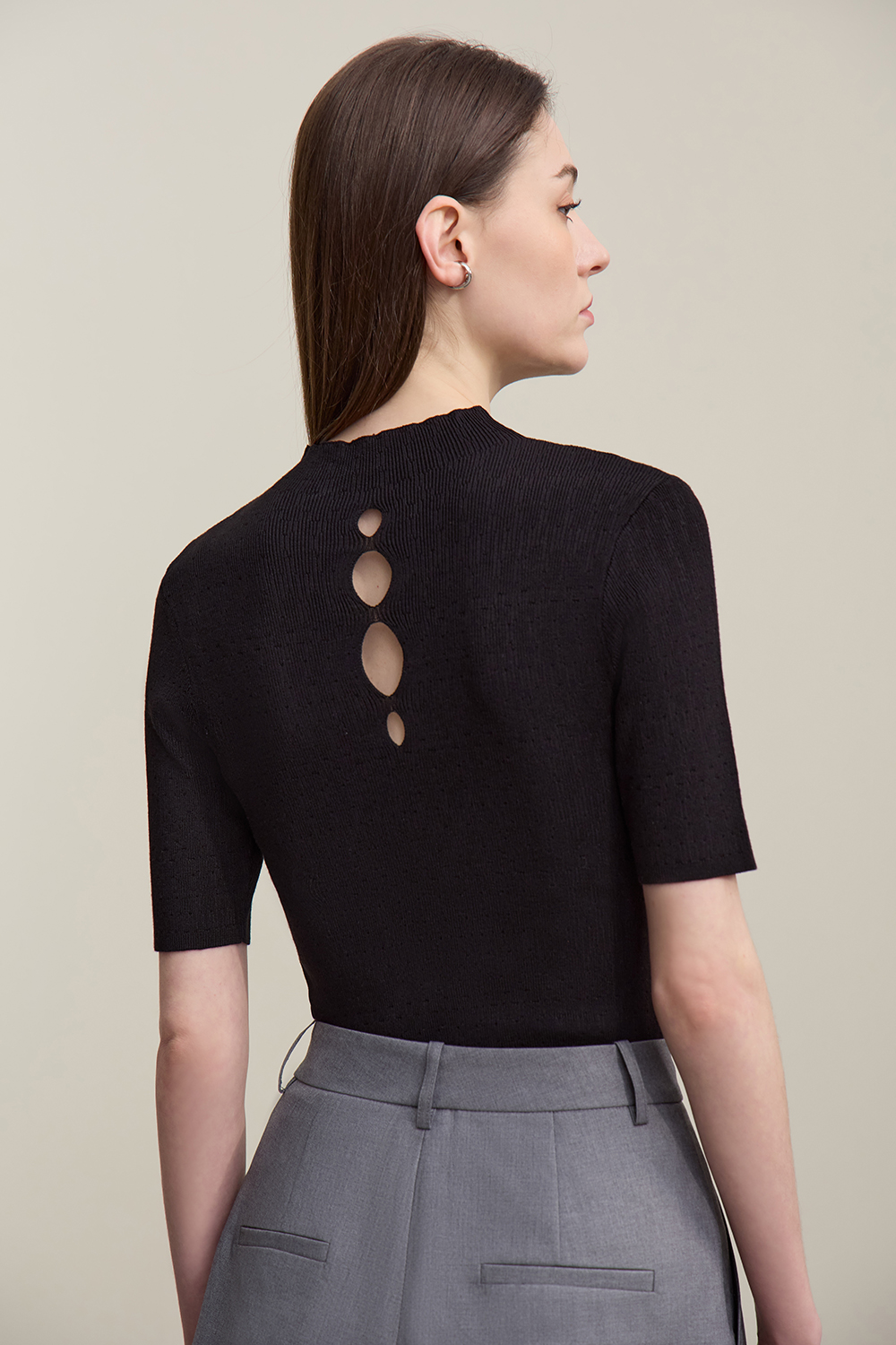 Hollow Short Sleeve Knit Sweater