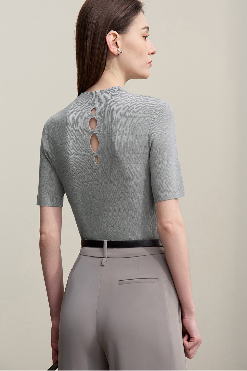 Hollow Short Sleeve Knit Sweater