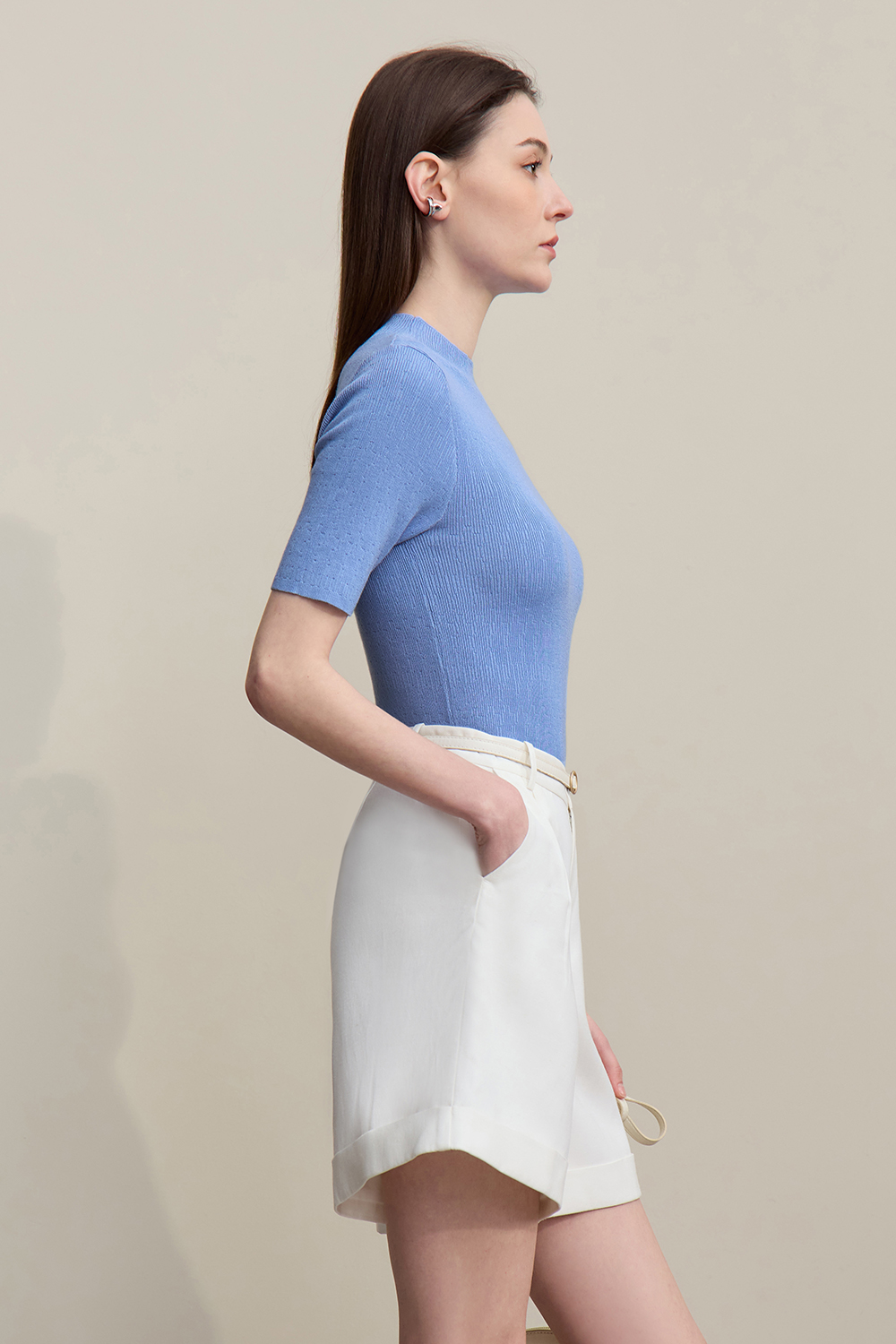 Hollow Short Sleeve Knit Sweater