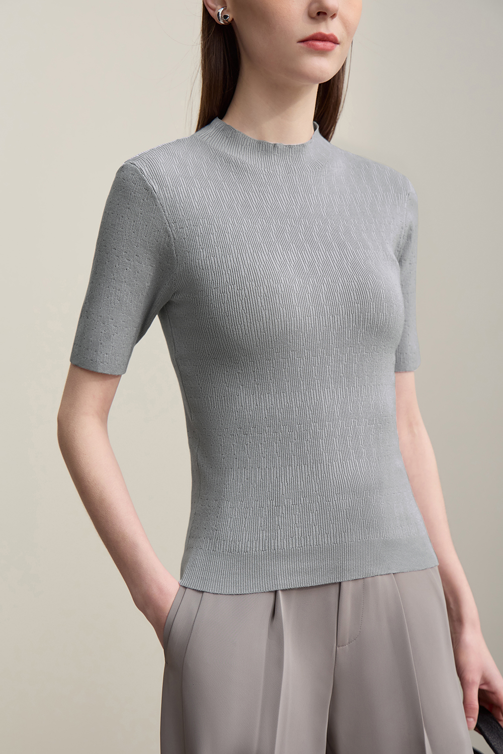 Hollow Short Sleeve Knit Sweater