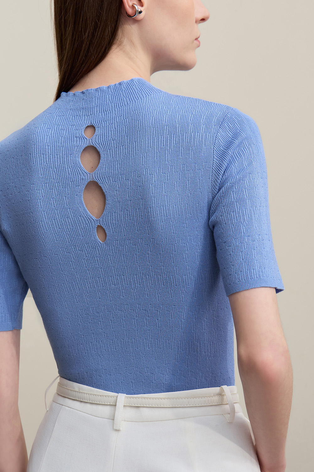 Hollow Short Sleeve Knit Sweater