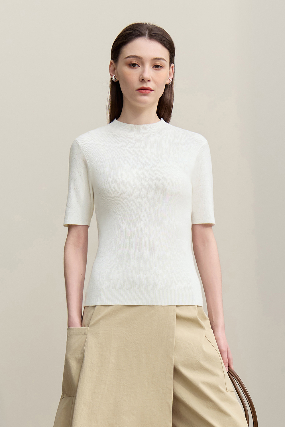 Hollow Short Sleeve Knit Sweater