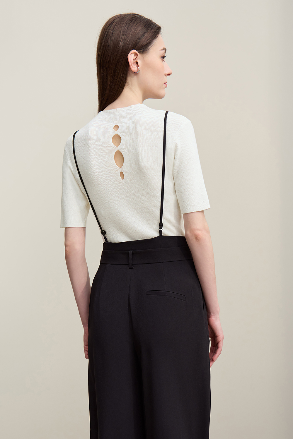 Hollow Short Sleeve Knit Sweater