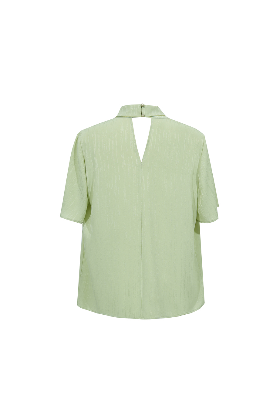 Twisted Neck Jacquard Chiffon Blouse|AMII