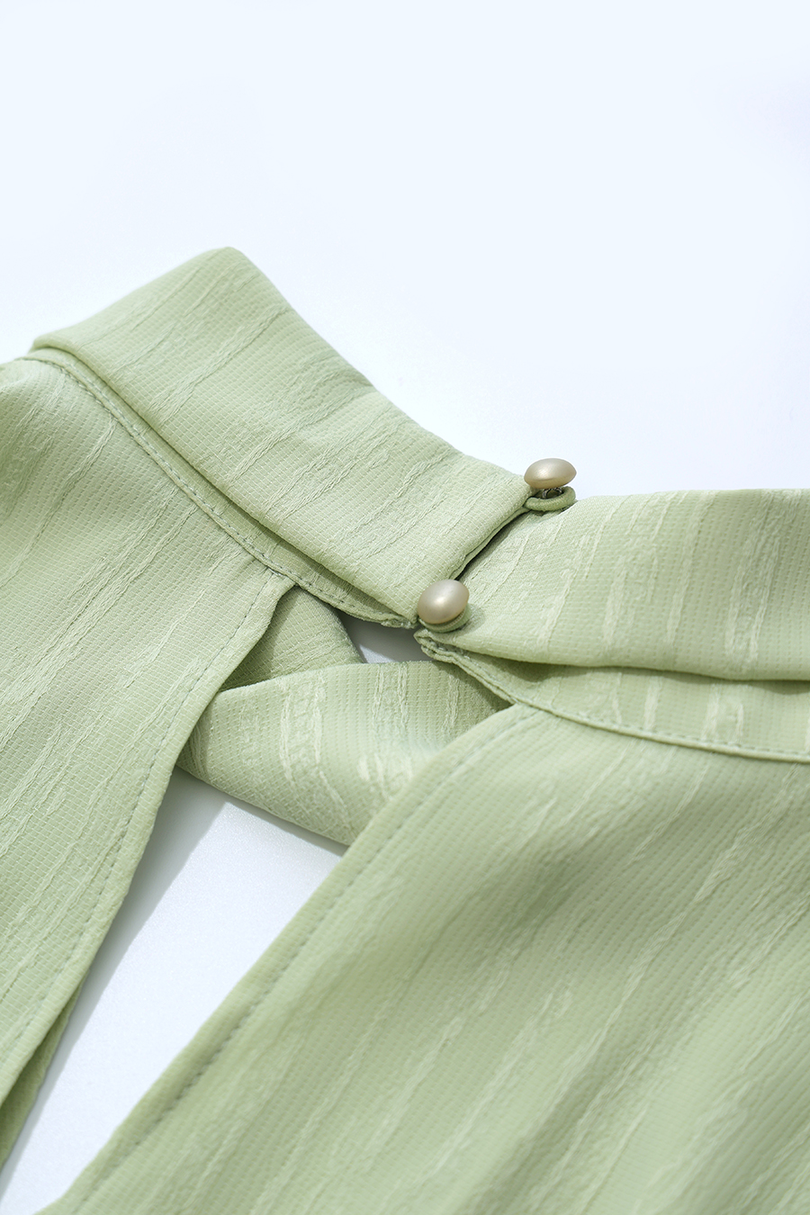 Twisted Neck Jacquard Chiffon Blouse|AMII