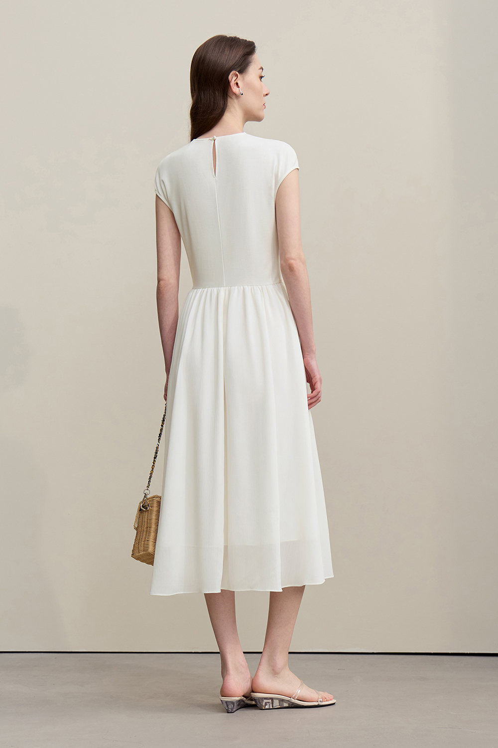 Knitted & Woven Spliced Dress|AMII