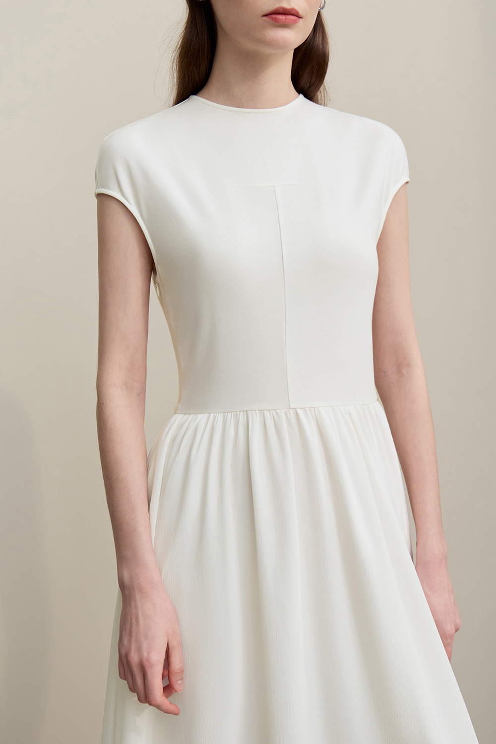 Knitted & Woven Spliced Dress|AMII