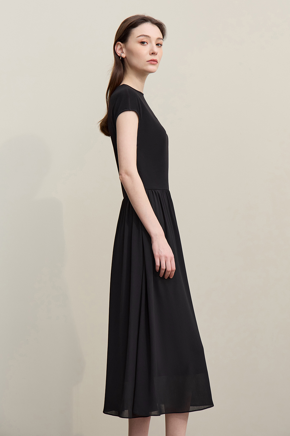 Knitted & Woven Spliced Dress|AMII
