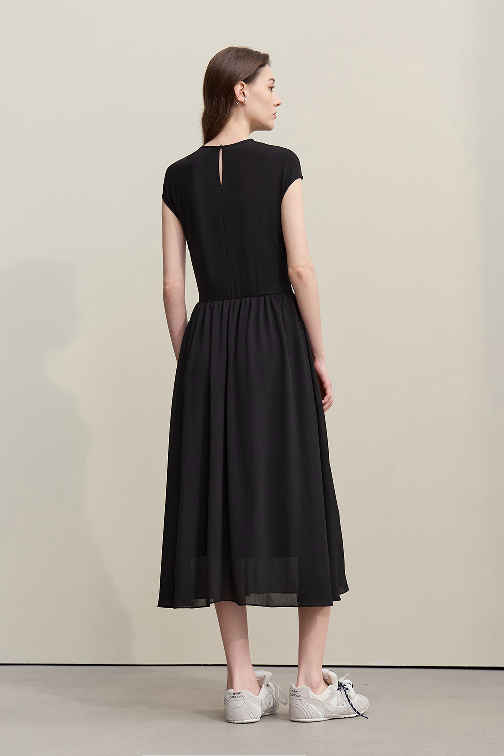 Knitted & Woven Spliced Dress|AMII