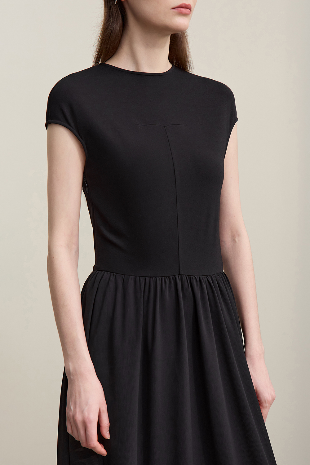 Knitted & Woven Spliced Dress|AMII