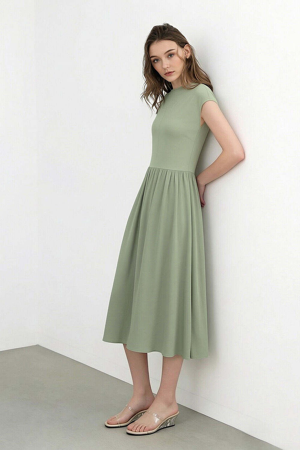 Knitted & Woven Spliced Dress|AMII