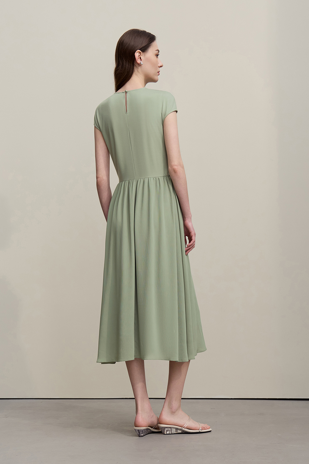 Knitted & Woven Spliced Dress|AMII