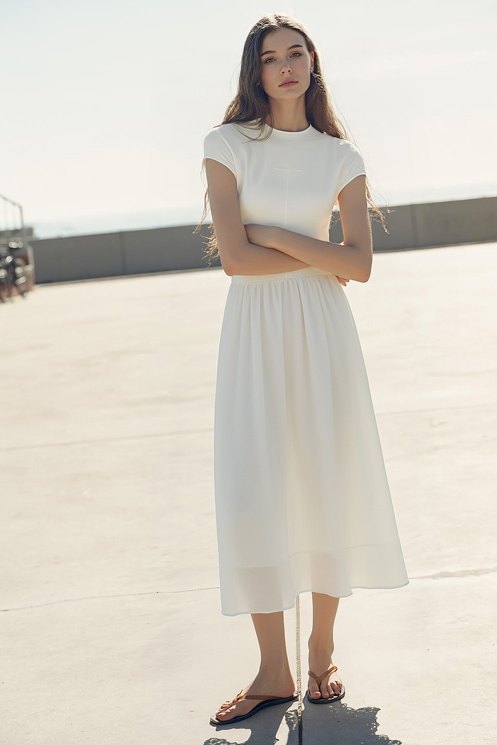 Knitted & Woven Spliced Dress|AMII