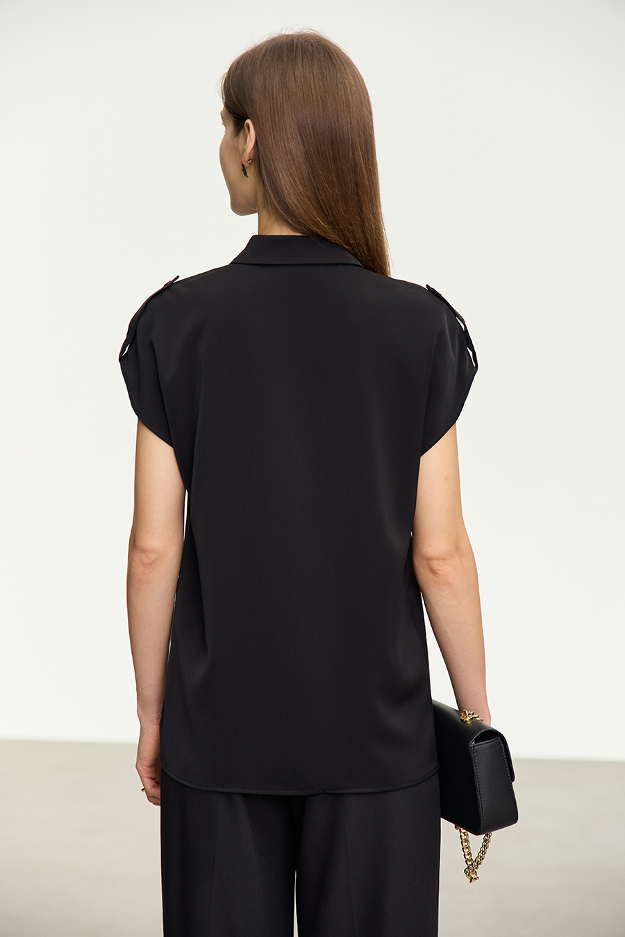 Collared Dolman Sleeve Chiffon Blouse|AMII