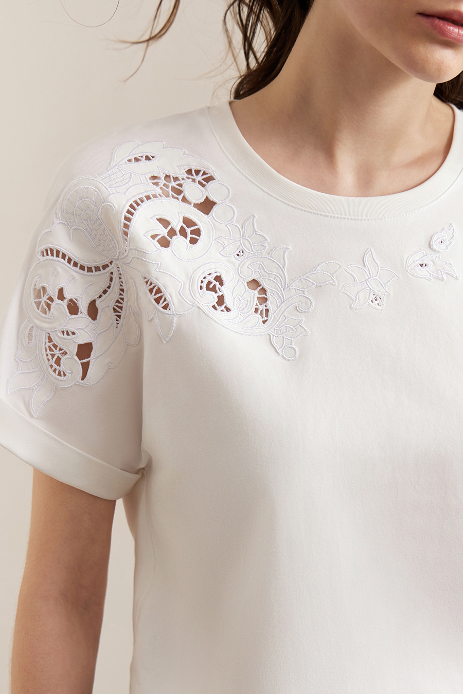 Hollow Embroidered Short-sleeve T-shirt