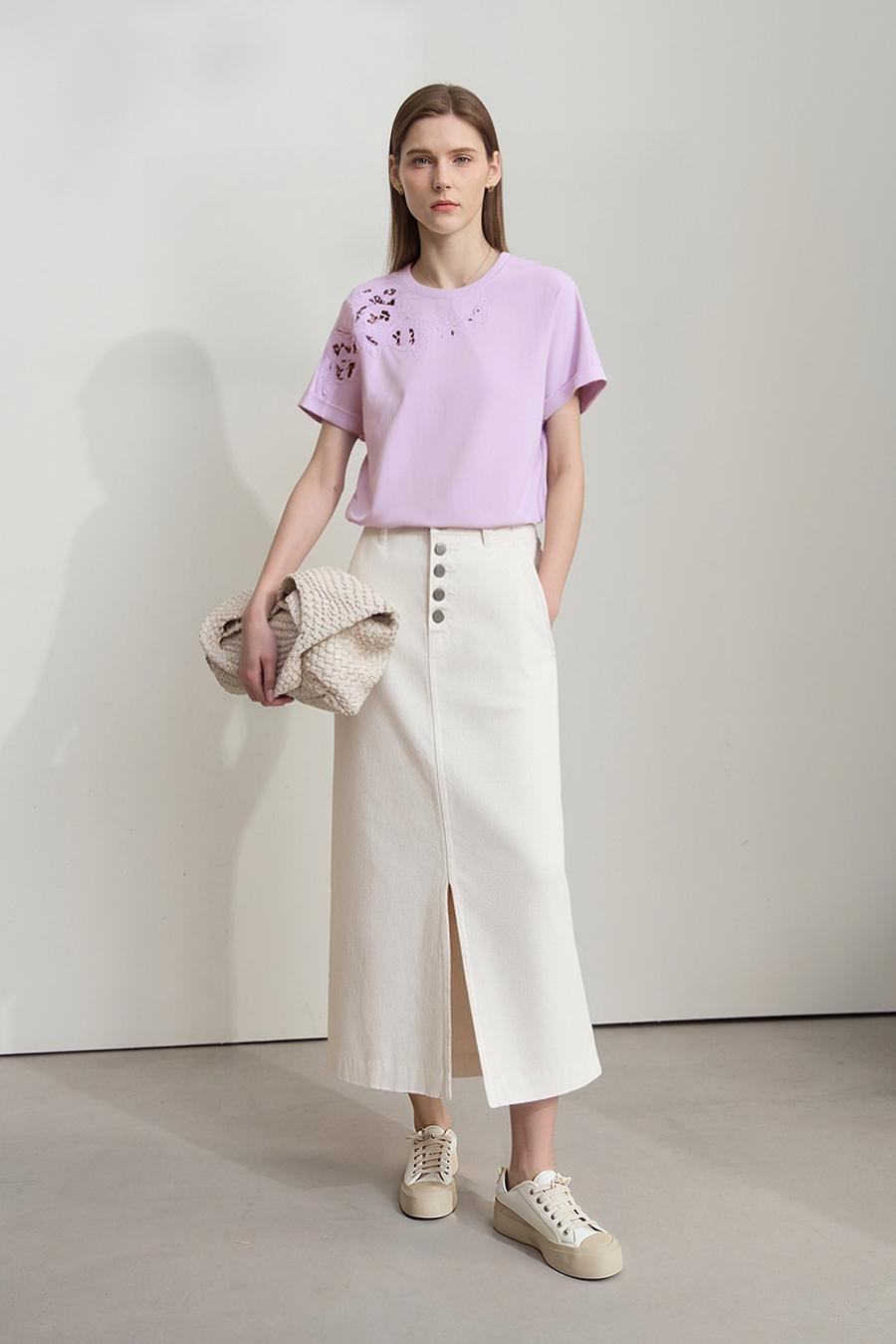 Hollow Embroidered Short-sleeve T-shirt