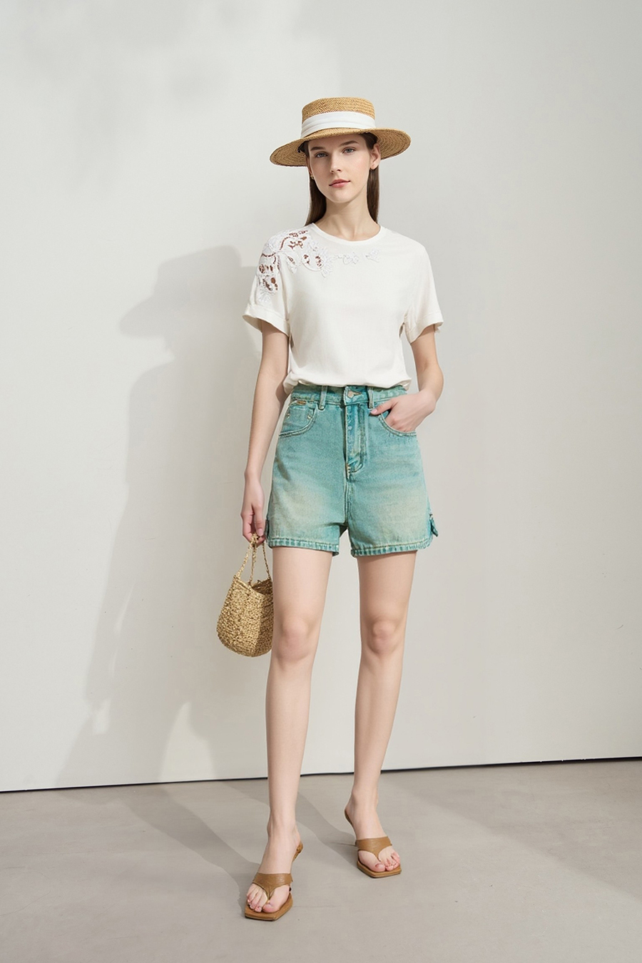 Hollow Embroidered Short-sleeve T-shirt
