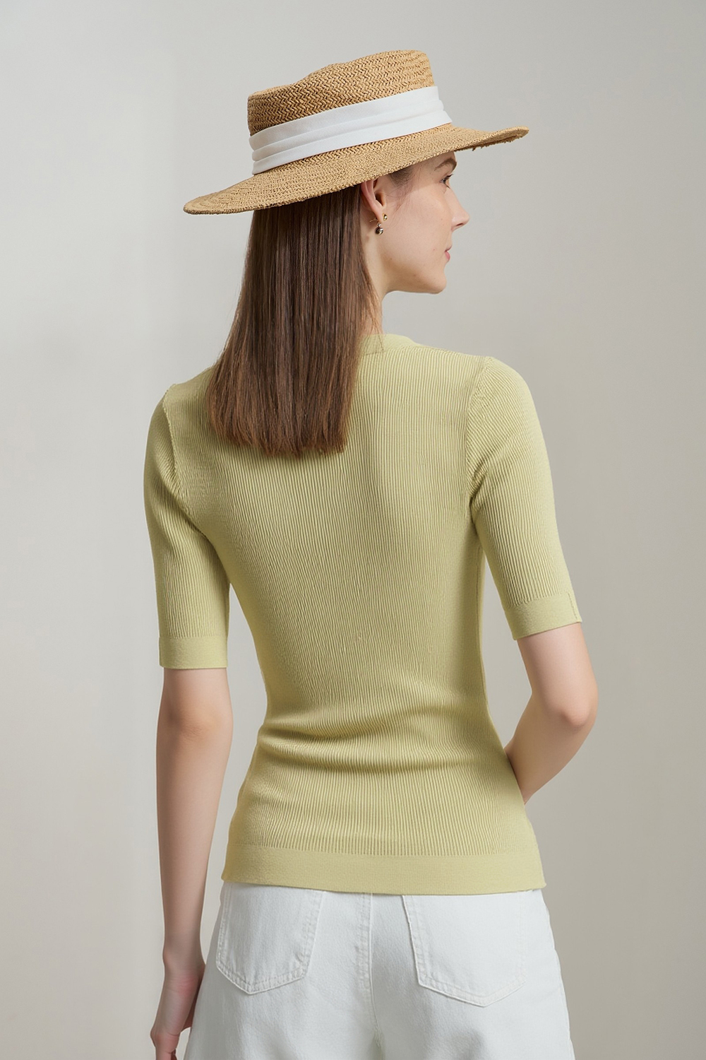 V-neck Half Sleeve Knit Sweater