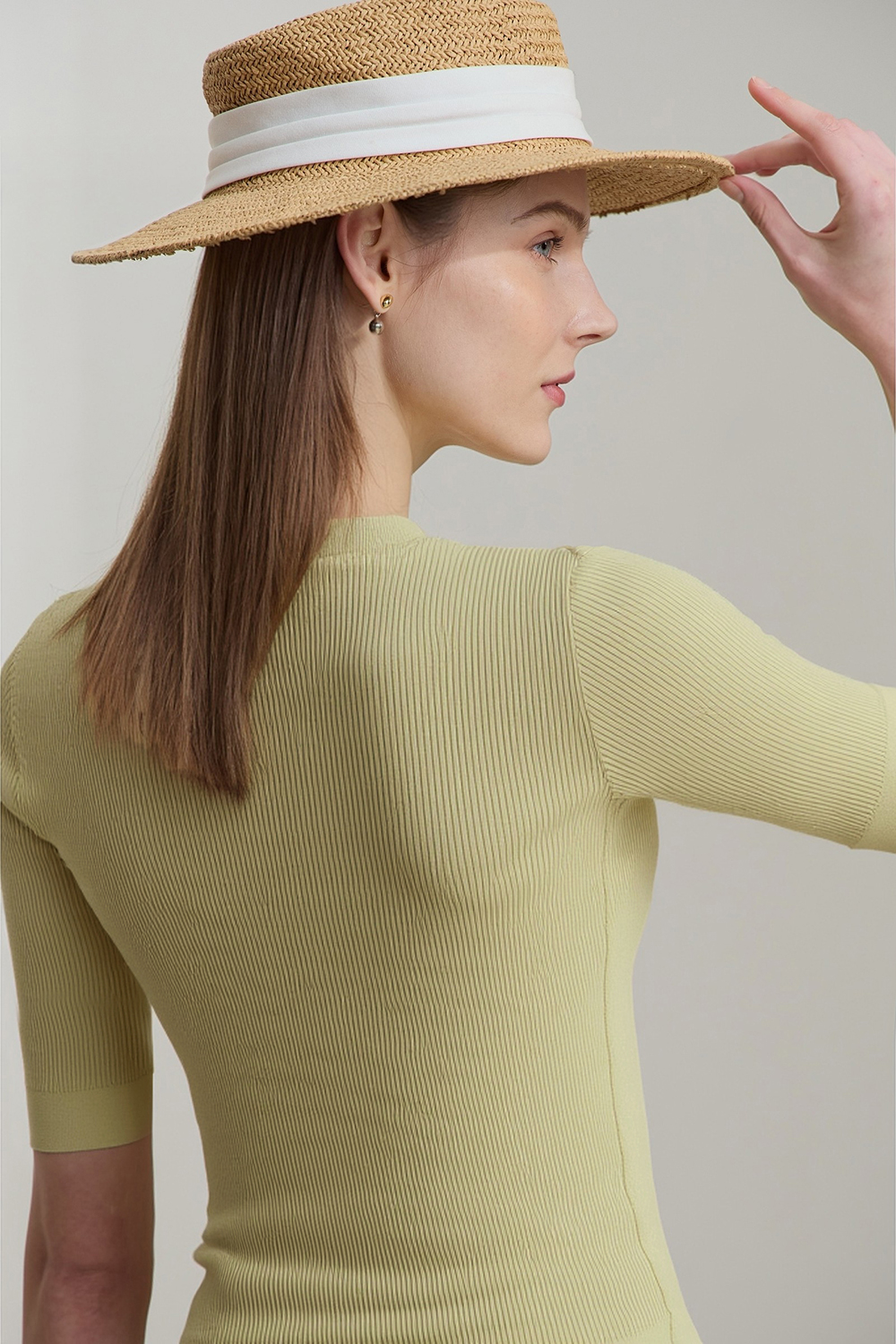 V-neck Half Sleeve Knit Sweater