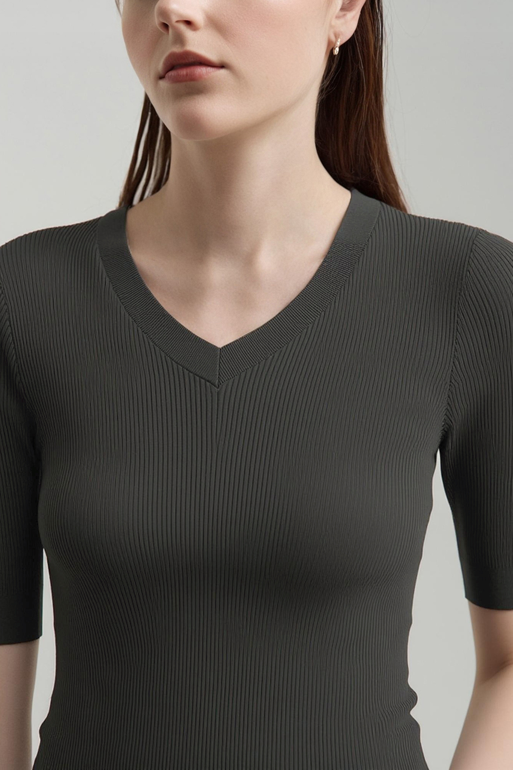 V-neck Half Sleeve Knit Sweater